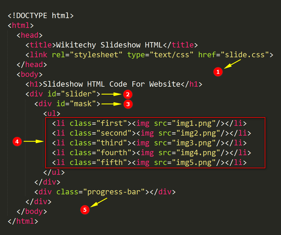 Slideshow Html Code for Website  wikitechy