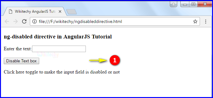 Sample Output for AngularJS ngDisabled Directive