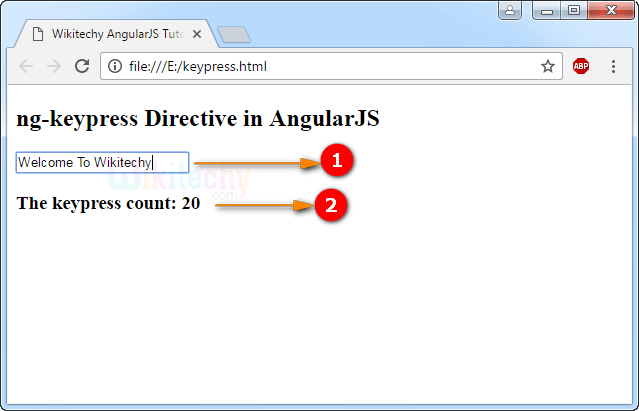 Sample Output for AngularJS ngKeypress Directive