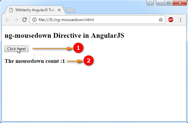Sample Output for AngularJS ngmousedown