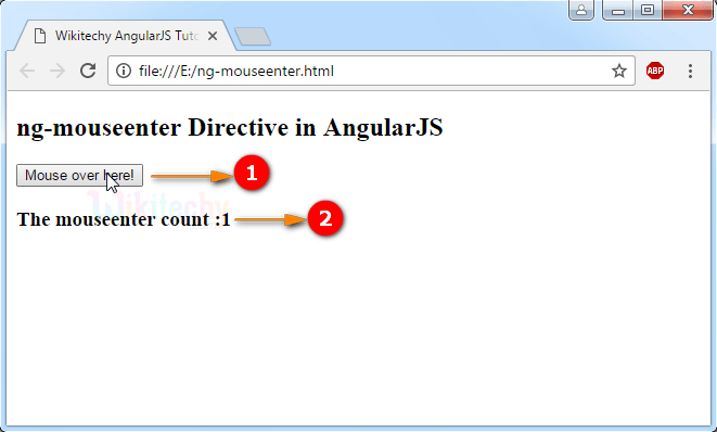Sample Output for AngularJS ngmouseenter