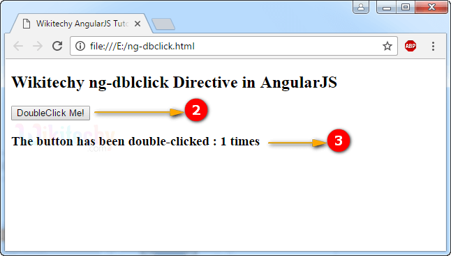 Sample Output for AngularJS ngDblclick Directive