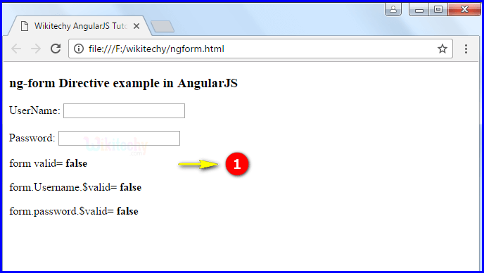 Sample Output1 for AngularJS ngform