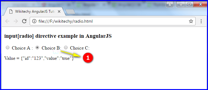 Sample Output2 for AngularJS Input Radio
