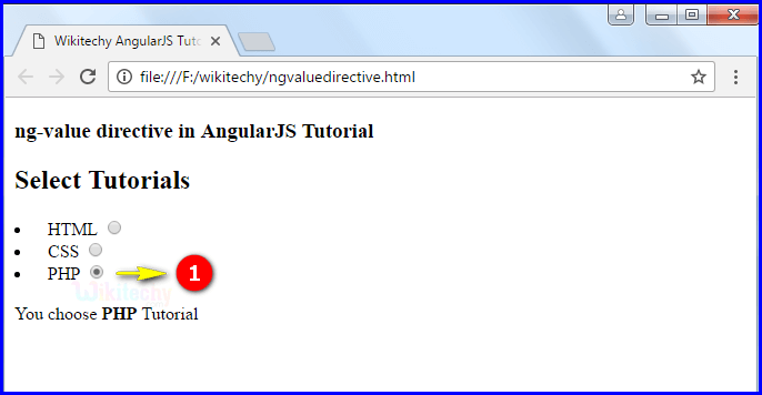 Sample Output2 for AngularJS ngvalue