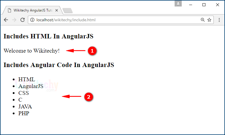 Sample Output for AngularJS Includes