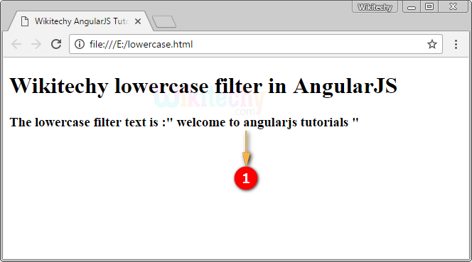 Sample Output for AngularJS Lowercase Filter