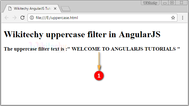 Sample Output for AngularJS Uppercase Filter