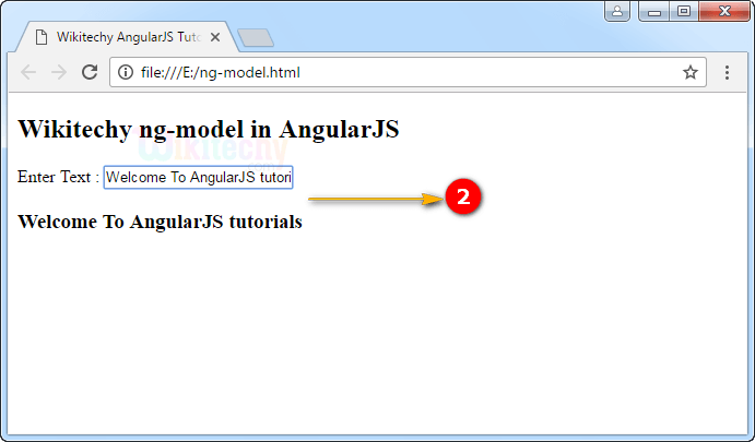 Sample Output1 for ng-model Directive In Angularjs