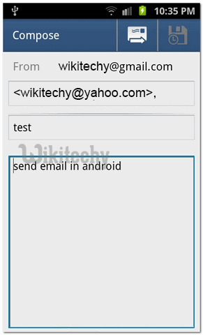  compose message to the account for email in android