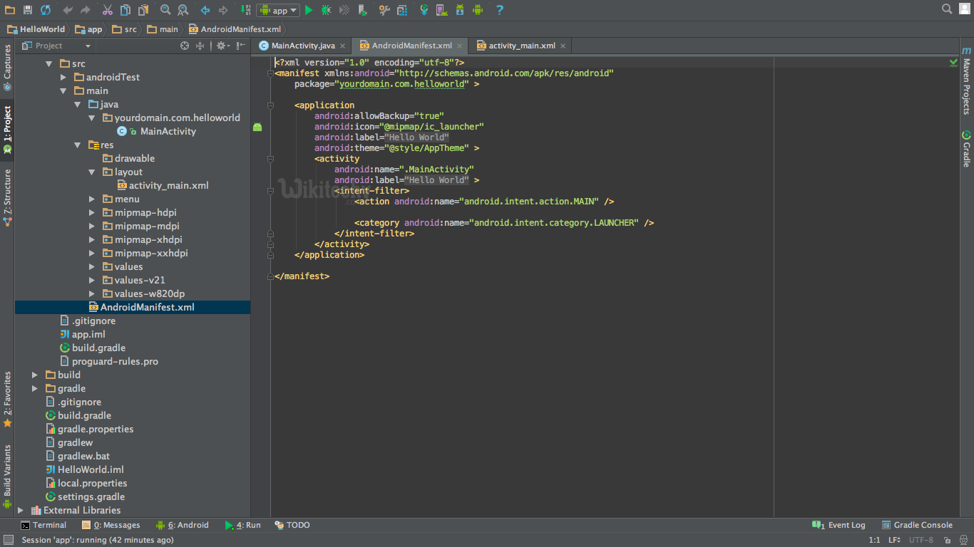  Android Hello World Manifest