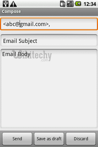  compose messages, subject, client address from email in android