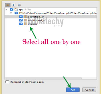  select jar files and click ok android studio