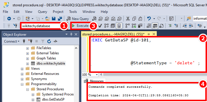 call-delete-stored-procedure