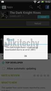 google playstore error 481
