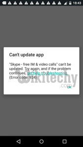google playstore error 924