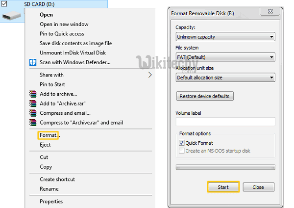 how to format sd card