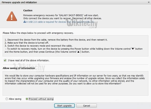 kies start firmware upgrade initialization process