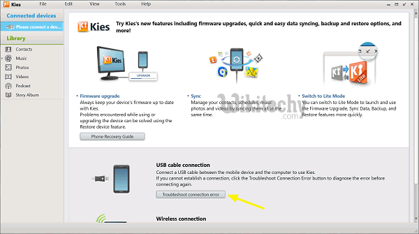 samsung kies troubleshoot connection error