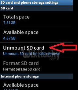 unmount sd card