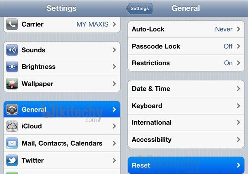 reset iphone network setting