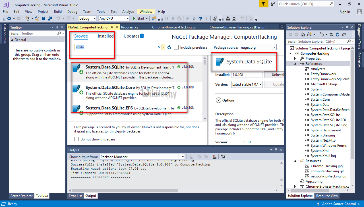 setup sqlite database