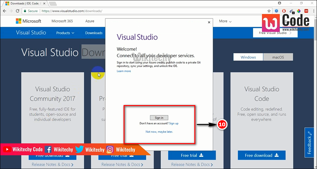  Visual Studio sign in