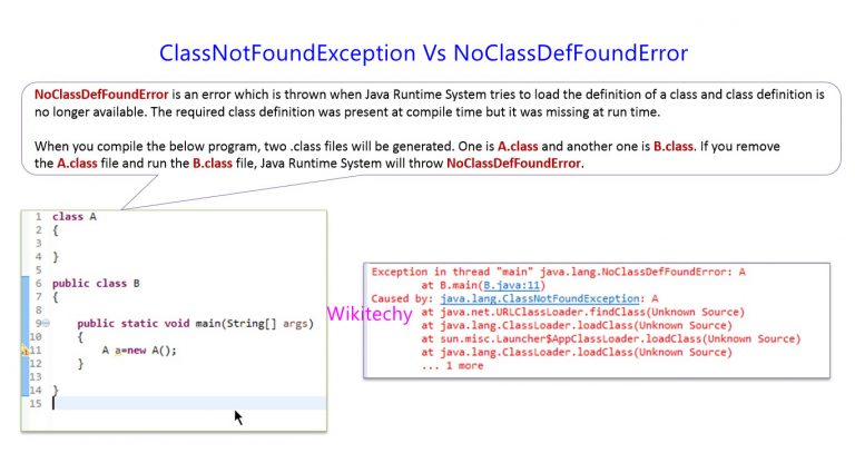 Difference Between ClassNotFoundException And NoClassDefFoundError