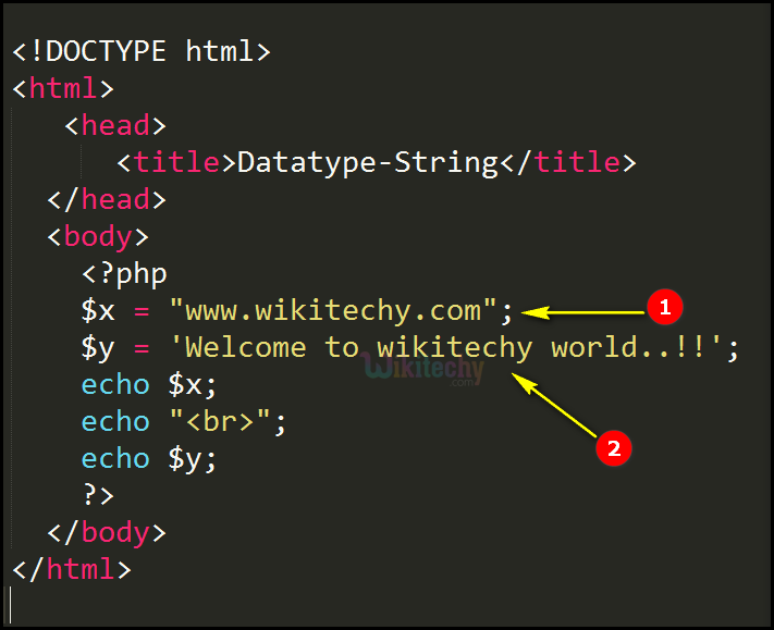 Php Tutorial PHP Datatype String Php Programming Learn Php Php Code Php Script Wikitechy