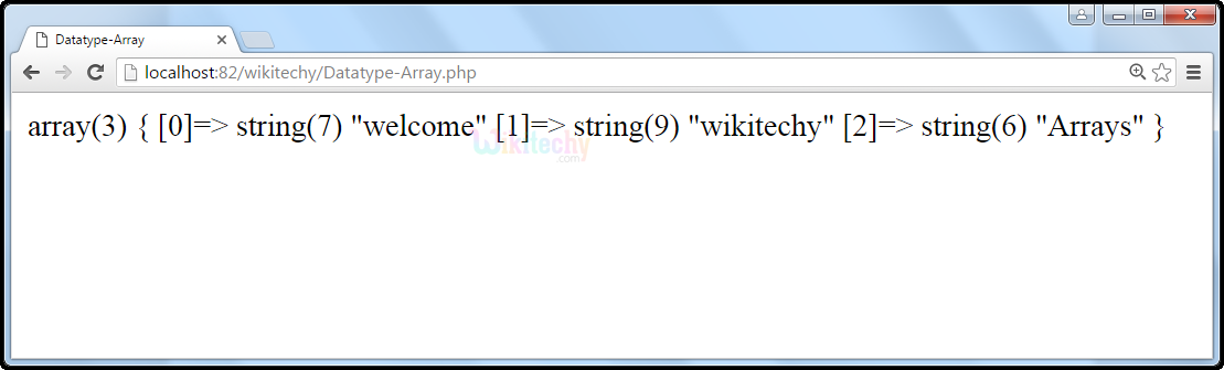 output1 for Datatype Array In PHP