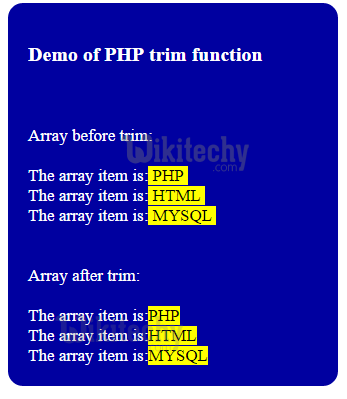 php trim full name