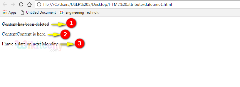  datetime Attribute Tag Output