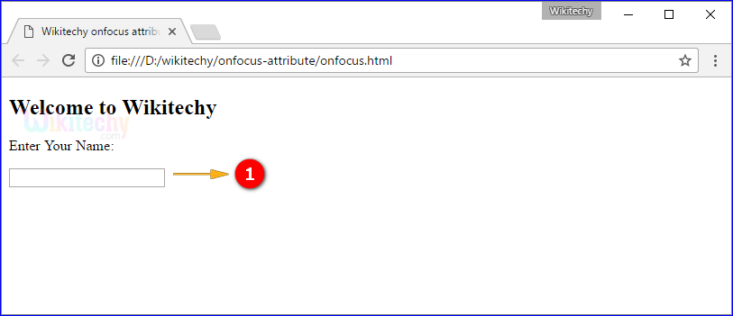 onfocus Attribute Tag Output