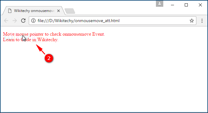 onmousemove Attribute Tag Output