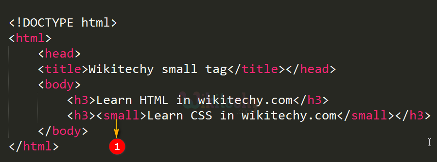 code explanation for <small> tag