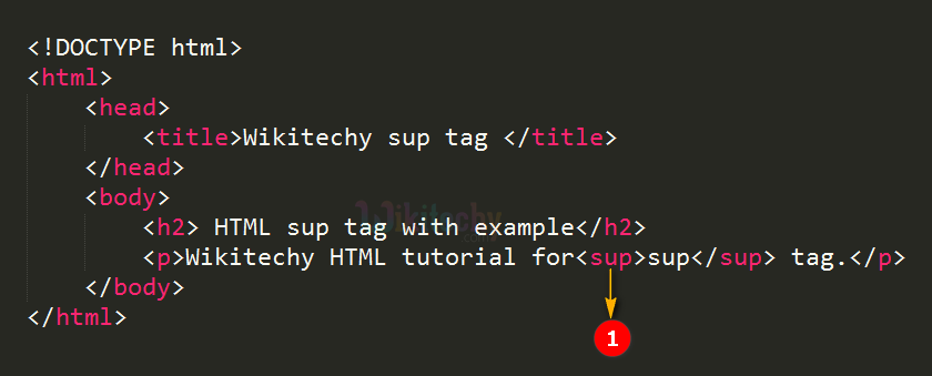 code explanation for superscript sup tag