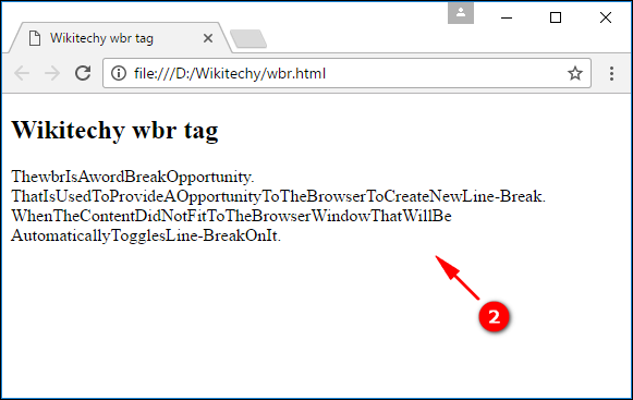  Resized Word Break Opportunity <wbr> Tag Output
