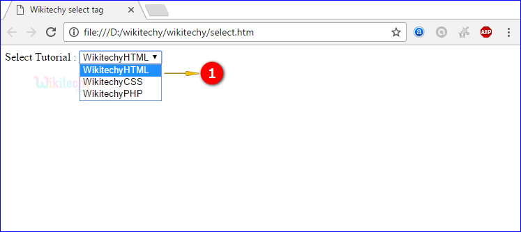 output for select tag