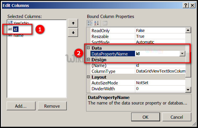  c-sharp add column  edit