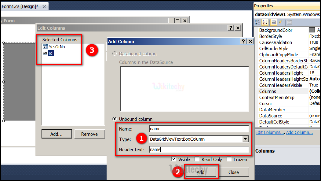  c-sharp add combobox column 