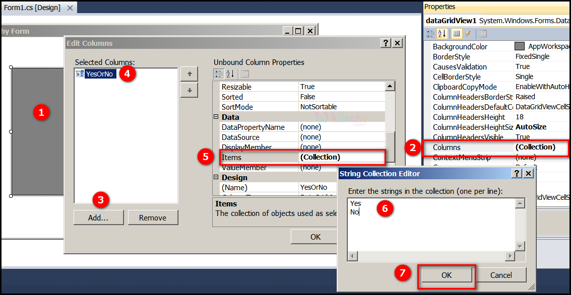  c-sharp add combobox column dataview