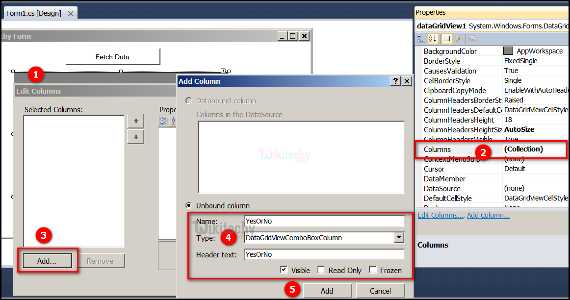  c-sharp add combobox column