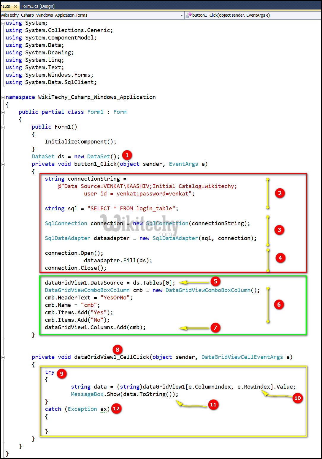  c-sharp combobox grid output