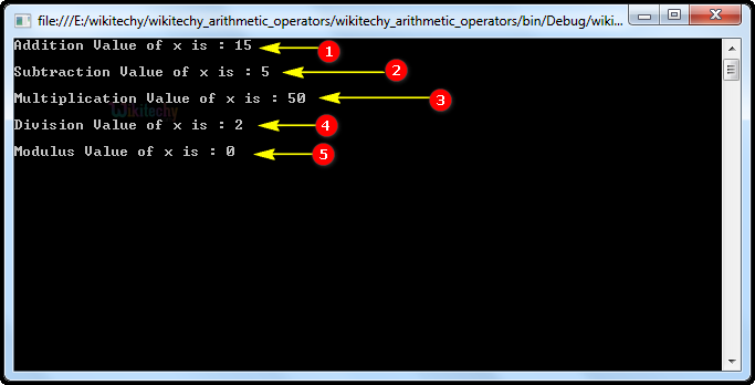  C arithemetic operator output