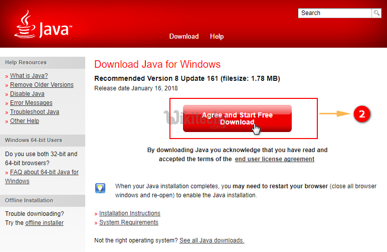 Agree and Start free Download in Java