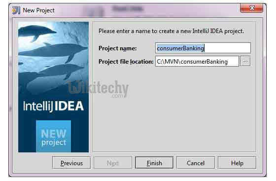  Enter name of the project and click finish