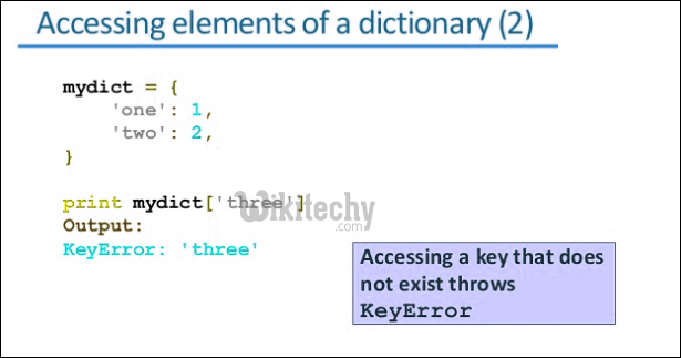 accessing elements of a dictionary python