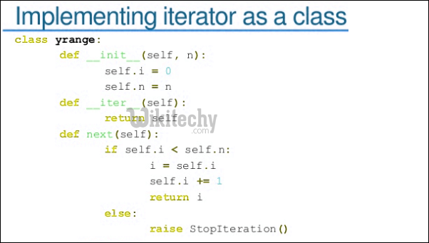 implementing iterator as a class python
