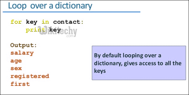 loop over a dictionary