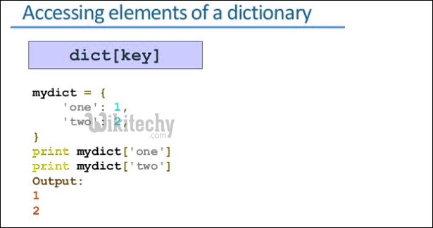 python accessing elements of a dictionary